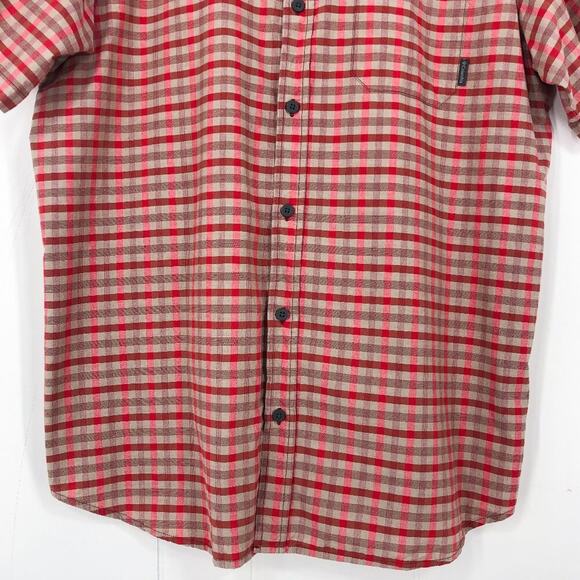 Columbia Short Sleeve Button Down Shirt Plaid Mens Size XL Red & Tan Regular Fit - Picture 4 of 15
